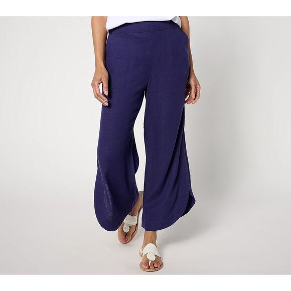 Isaac Mizrahi Live! Petite Linen Blend Wide Leg Crop Pants Size 18WP NWOT - Picture 1 of 5